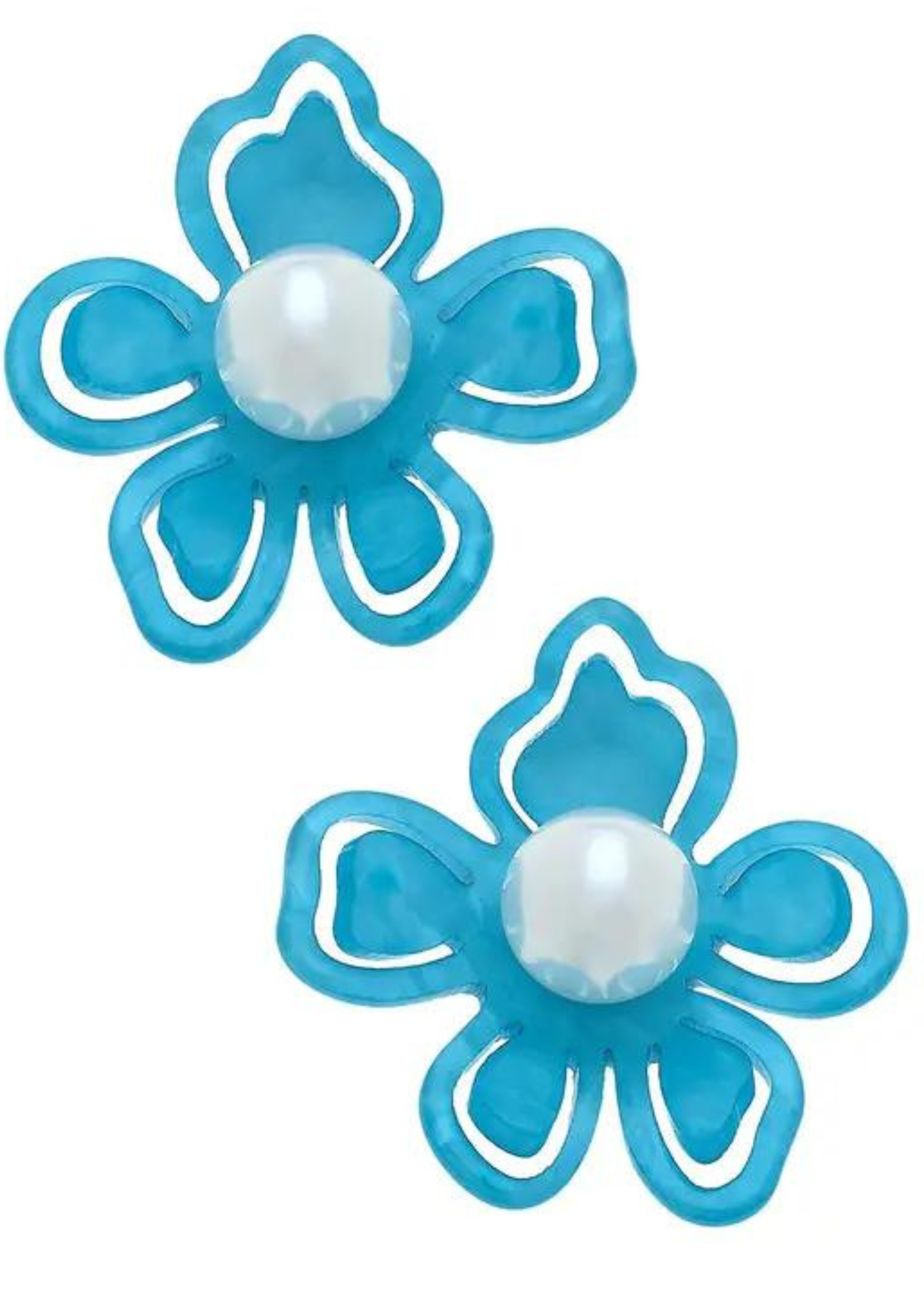 JULIA RESIGN FLOWER STATEMENT STUD - AQUA