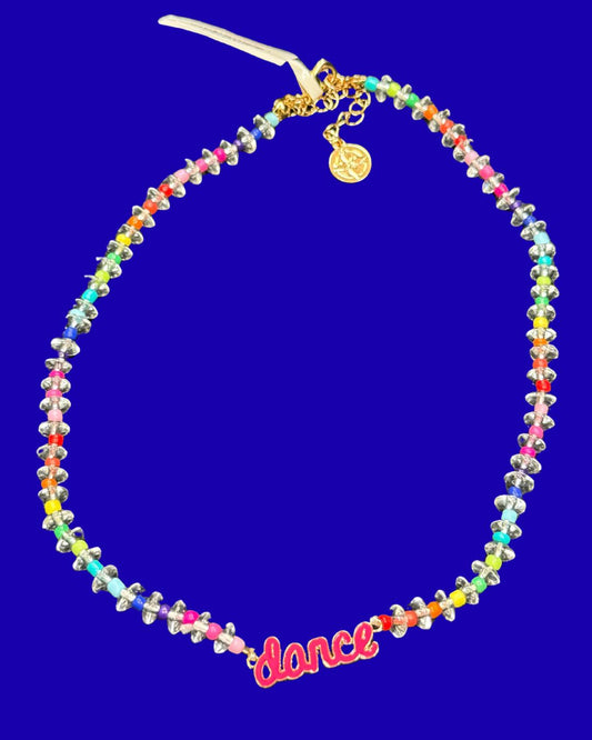 KIDS CLEAR MULTI BEADED NECKLACE - DANCE IN PINK