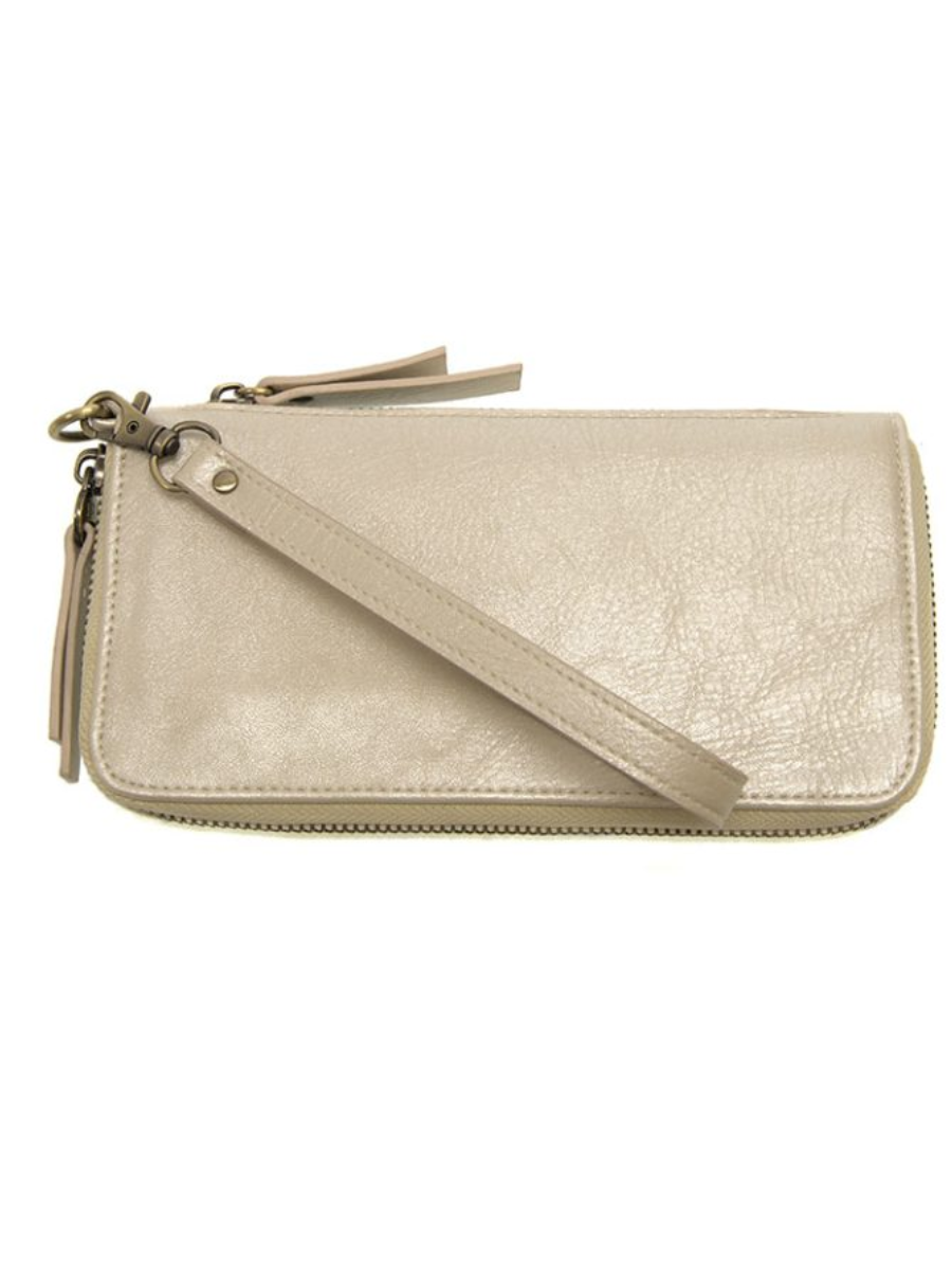 CHLOE ZIP AROUND WALLET-METALLIC PEARL