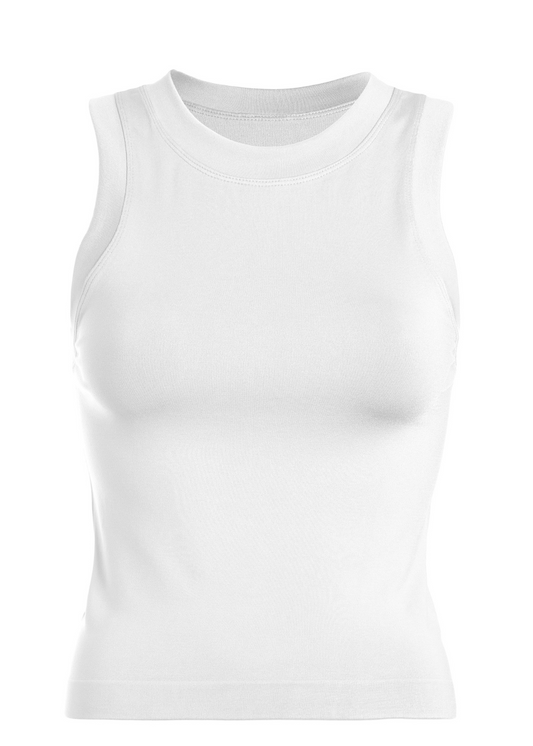 SMOOTH THICK BANDED TANK-WHITE : ONE SIZE