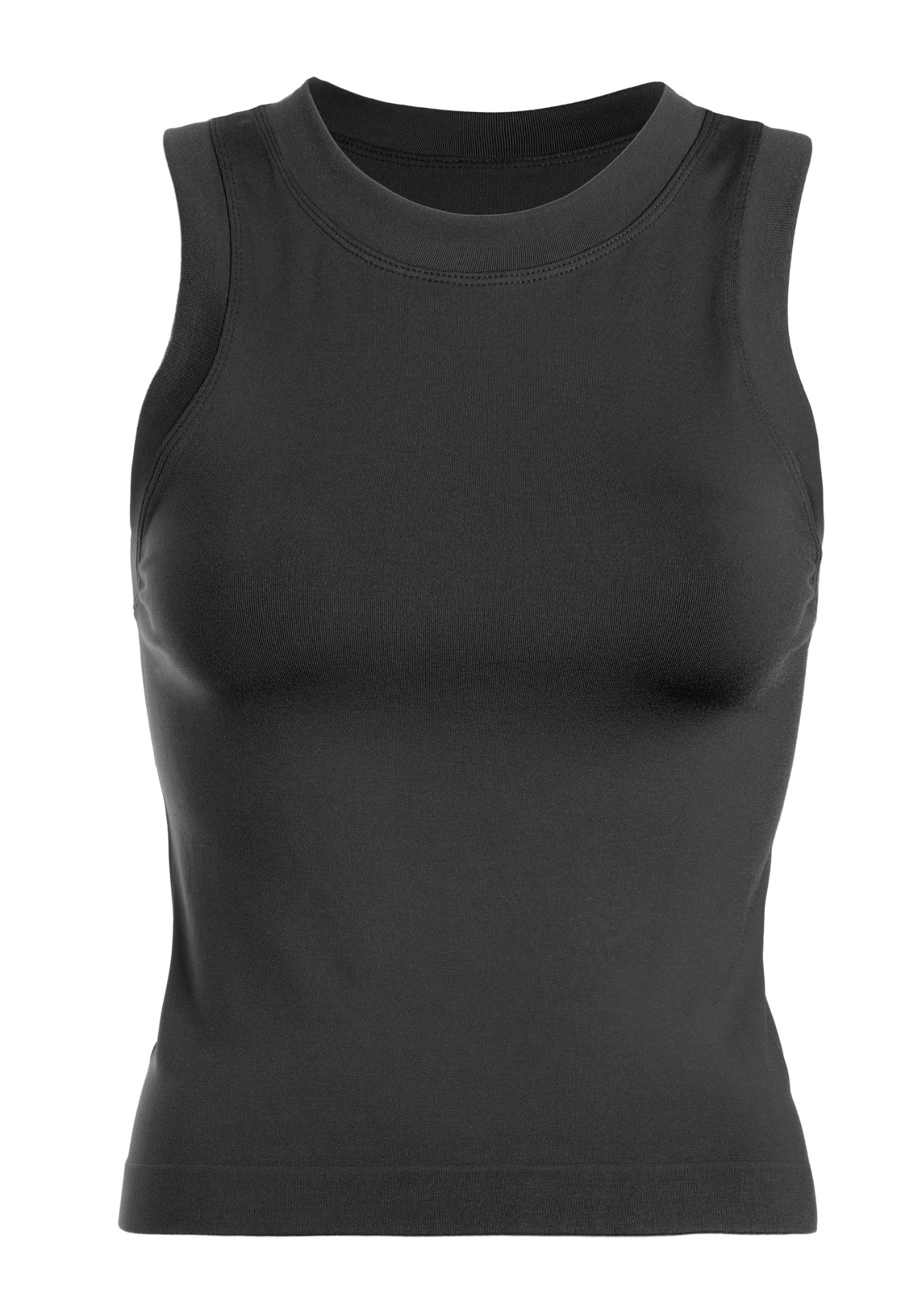 SMOOTH THICK BANDED TANK-BLACK : ONE SIZE