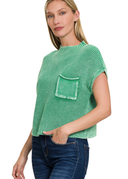 GLORIA MOCK NECK : KELLY GREEN