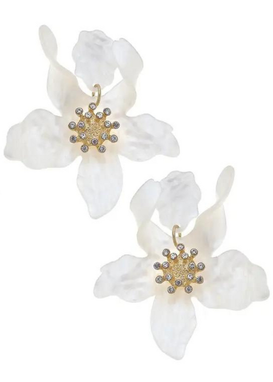 CHLOE RESIN FLOWER STATEMENT EARRINGS