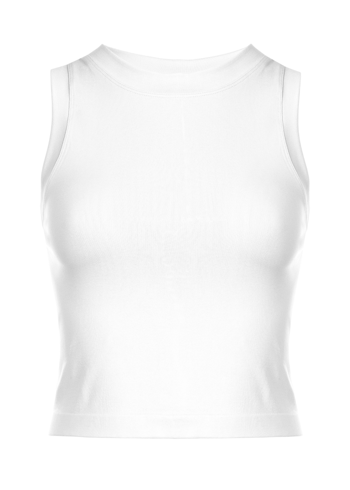 CROPPED SEAMLESS MUSCLE TANK IN WHITE: ONE SIZE