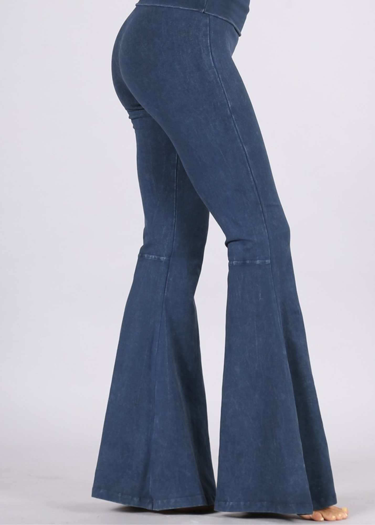 HIGH WAISTED BELL BOTTOMS-CHARCOAL NAVY