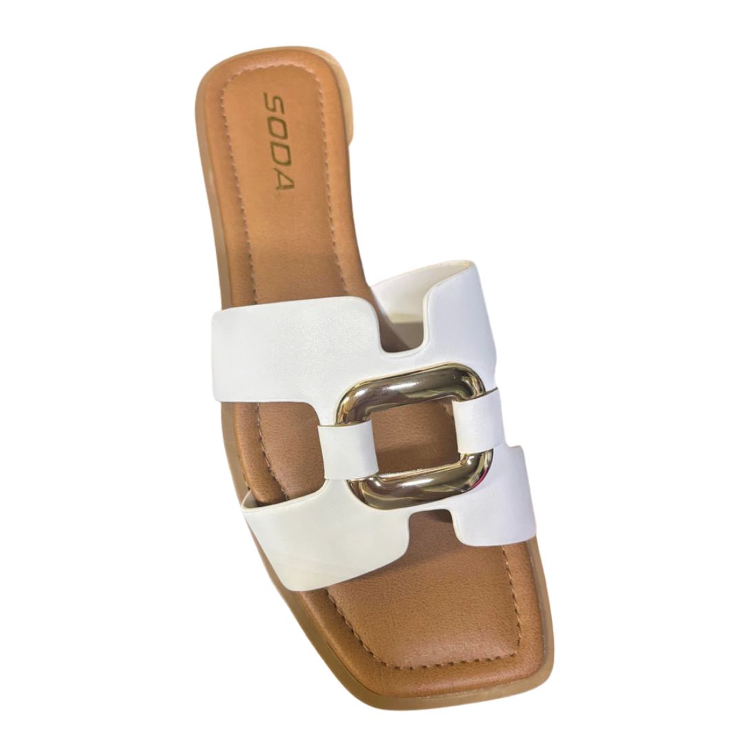 FENG WHITE PU D SANDAL