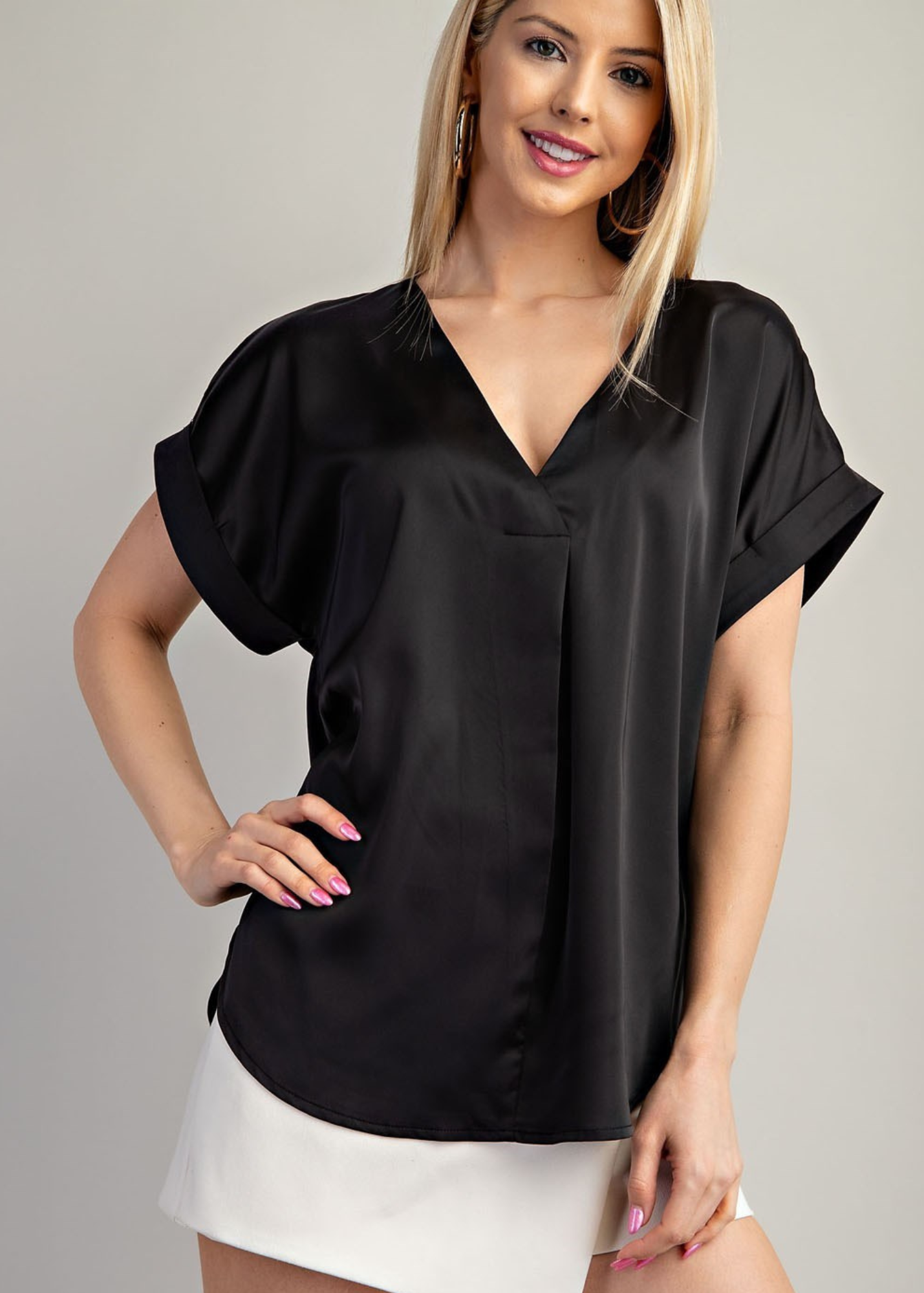 JOSEY V-NECK TOP IN BLACK