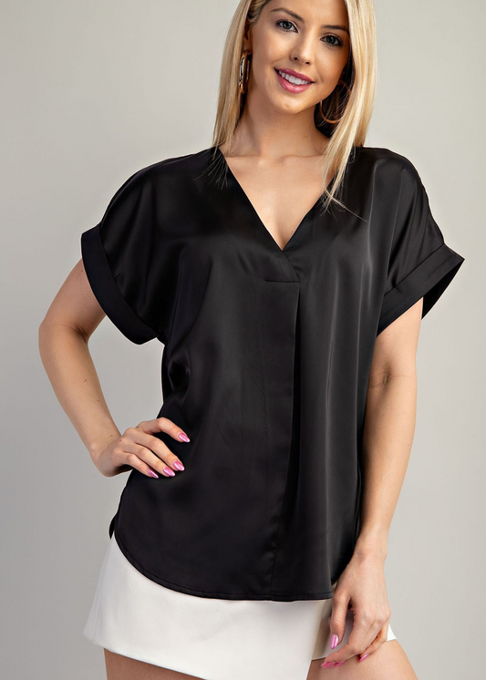 JOSEY V-NECK TOP-BLACK