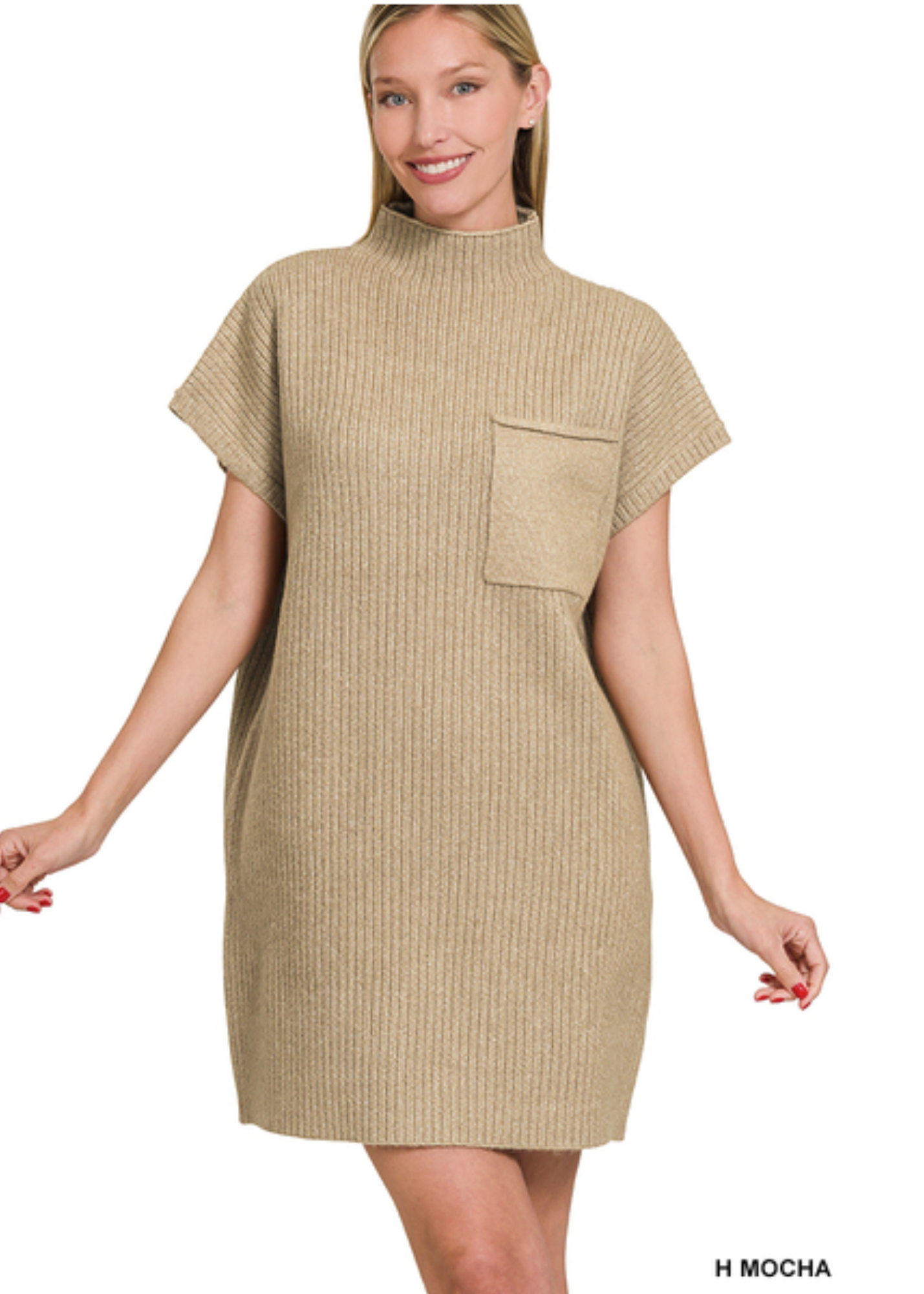 MAY MOCK NECK DRESS : H MOCHA