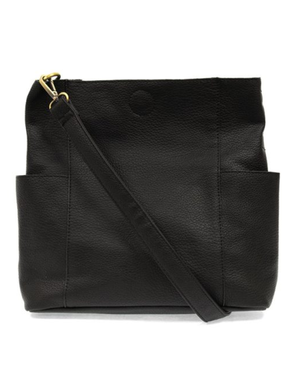 KAYLEIGH SIDE POCKET BUCKET BAG-BLACK