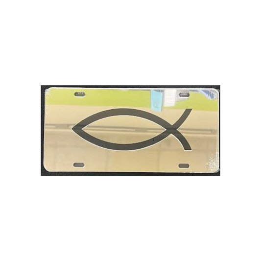 LASER SILVER CAR TAG W/ BLACK FISH