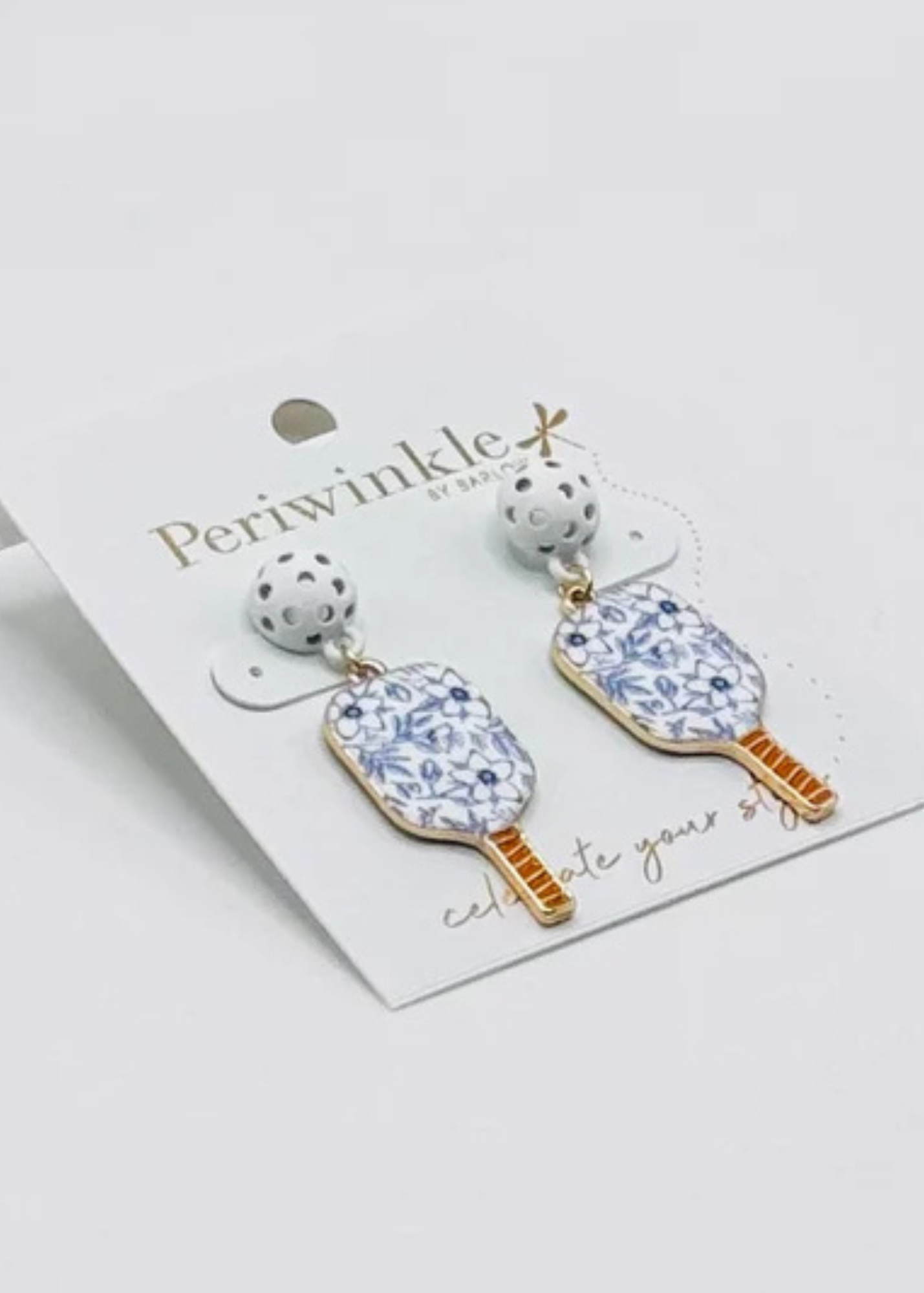 EARRING-BLUE & WHITE PICKLEBALL