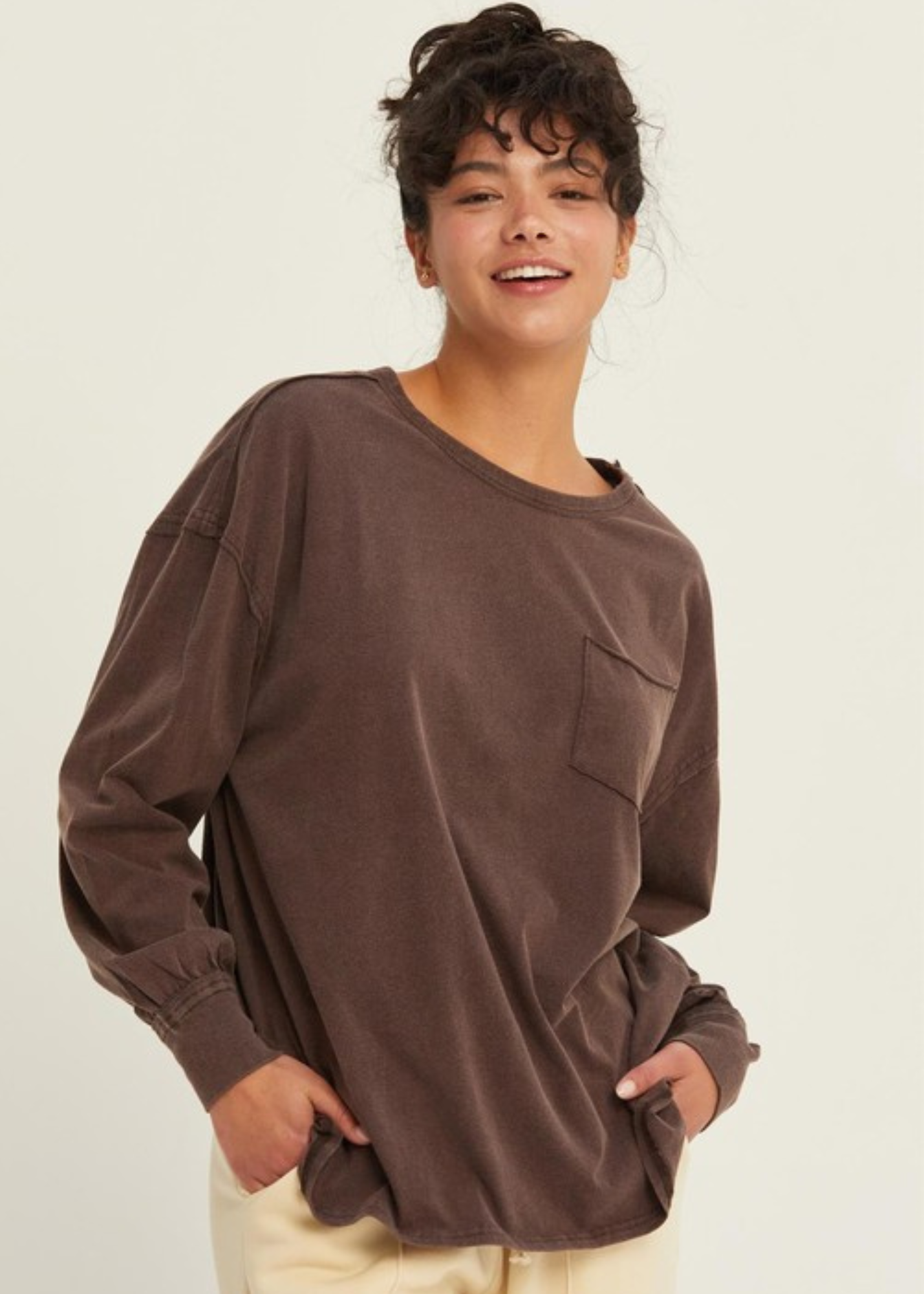 CAMI POCKET TEE- ESPRESSO