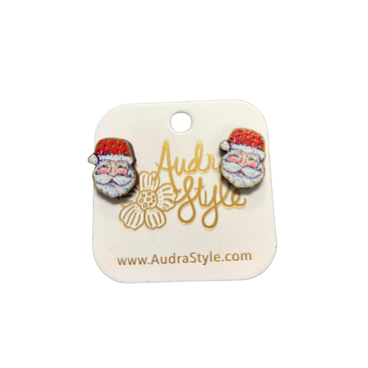 Christmas Earring - Santa Face Stud