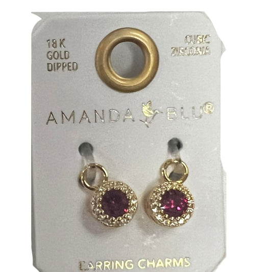 GOLD/RED CZ HALO EARRING CHARMS