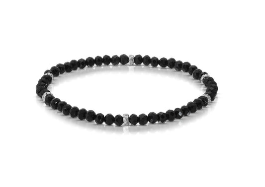 PETITE CRYSTAL BEADED BRACELET - BLACK