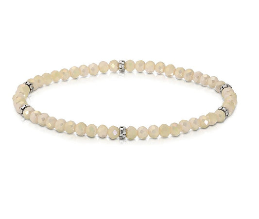 PETITE CRYSTAL & GOLD BEADED BRACELET - SAND AB