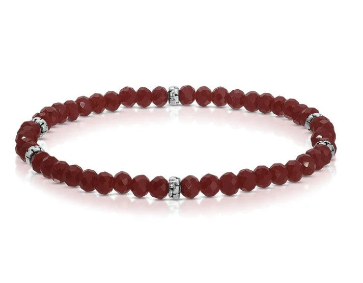 PETITE CRYSTAL BEADED BRACELET - CABERNET
