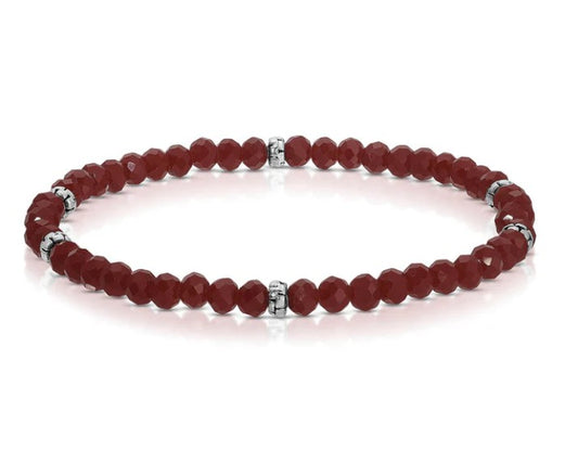 PETITE CRYSTAL BEADED BRACELET - CABERNET