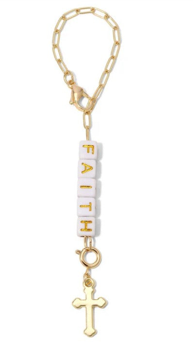 TUMBLER CHAIN & CHARM - FAITH CROSS