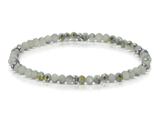 PETITE CRYSTAL & GOLD BEADED BRACELET - TWILIGHT SAGE