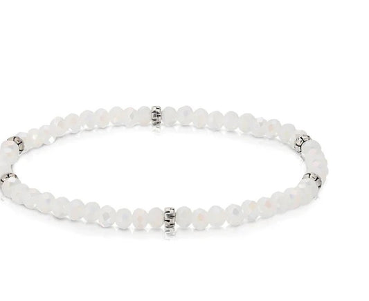PETITE CRYSTAL BEADED BRACELET - ICE WHITE AB