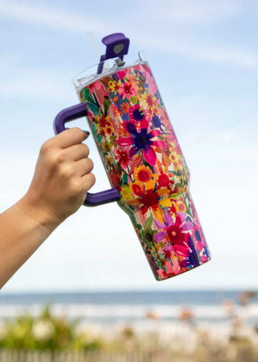 40 OZ TUMBLER: BRIGHT FLORAL GARDEN