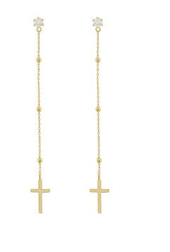 DANGLE CROSS EARRINGS - GOLD