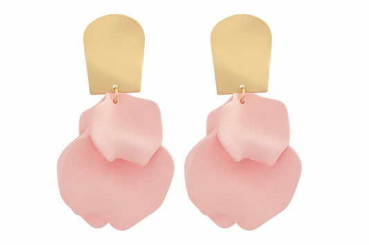 COLOR COATING PETAL EARRINGS - PINK