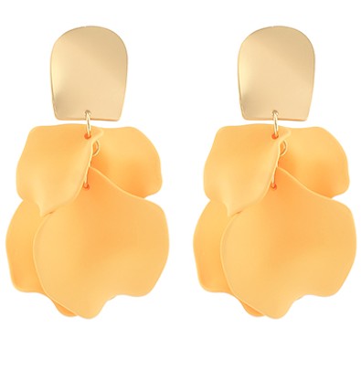COLOR COATING PETAL EARRINGS - LIGHT YELLOW
