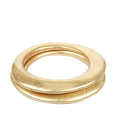 TWO ROW FLAT METAL BANGLE BRACELET