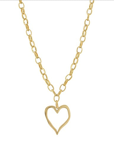 OPEN HEART STAINLESS STEEL NECKLACE - GOLD