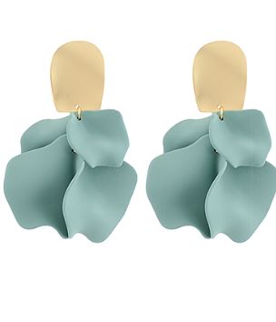 COLOR COATED PETAL EARRINGS - SAGE