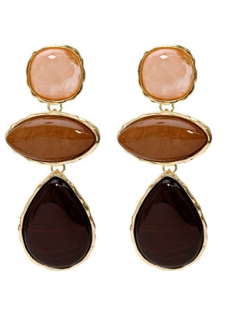 Linear Stone Earrings-BABY PINK