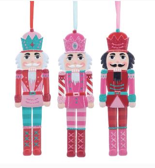 PINK/RED TIN NUTCRACKER ORNAMENTS
