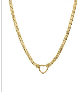 HEART CHAIN LINK NECKLACE - GOLD
