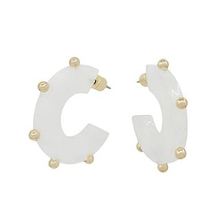 WHITE HOOPS - GOLD BALLS