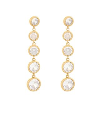 LINEAR & GRADUATED CZ EARRINGS - CLEAR/GOLD