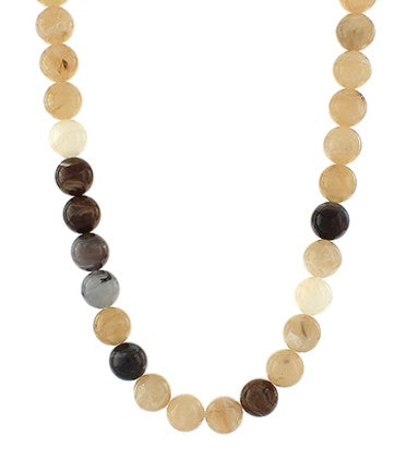 COLOR BLOCK ACRYLIC BALL BEAD NECKLACE - NATURAL MULTI