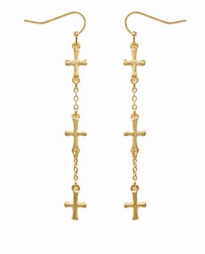 CROSS DROP EARRINGS - GOLD