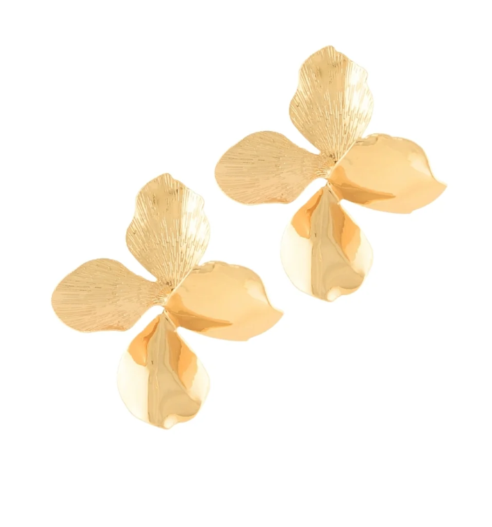 BRASS FLOWER EARRINGS- GOLD