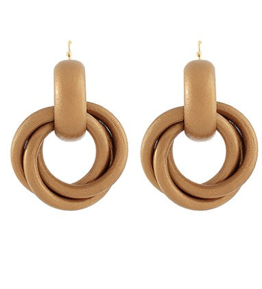 WOOD DOOR KNOCKER EARRINGS - BROWN