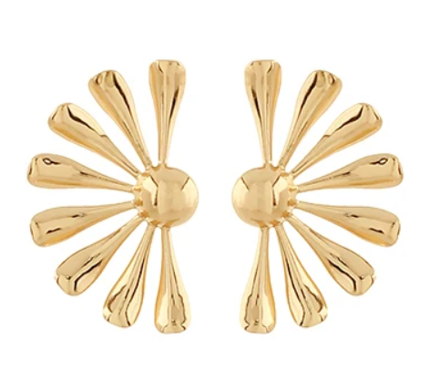 HALF FLOWER EARRINGS- GOLD