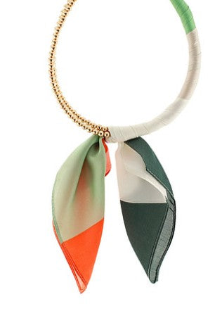 MINT MULTI AND GOLD WRAPPED SCARF NECKLACE