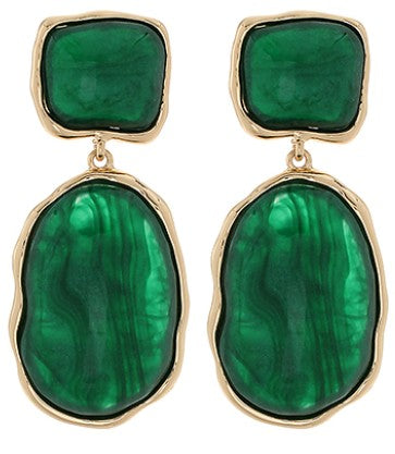 GREEN AND GOLD DANGLE EARRINGS
