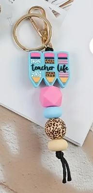 SMALL PENCIL CHARM KEYCHAIN - TEACHER LIFE