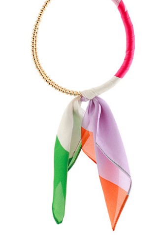 HOTPINK MULTI AND GOLD WRAPPED SCARF NECKLACE