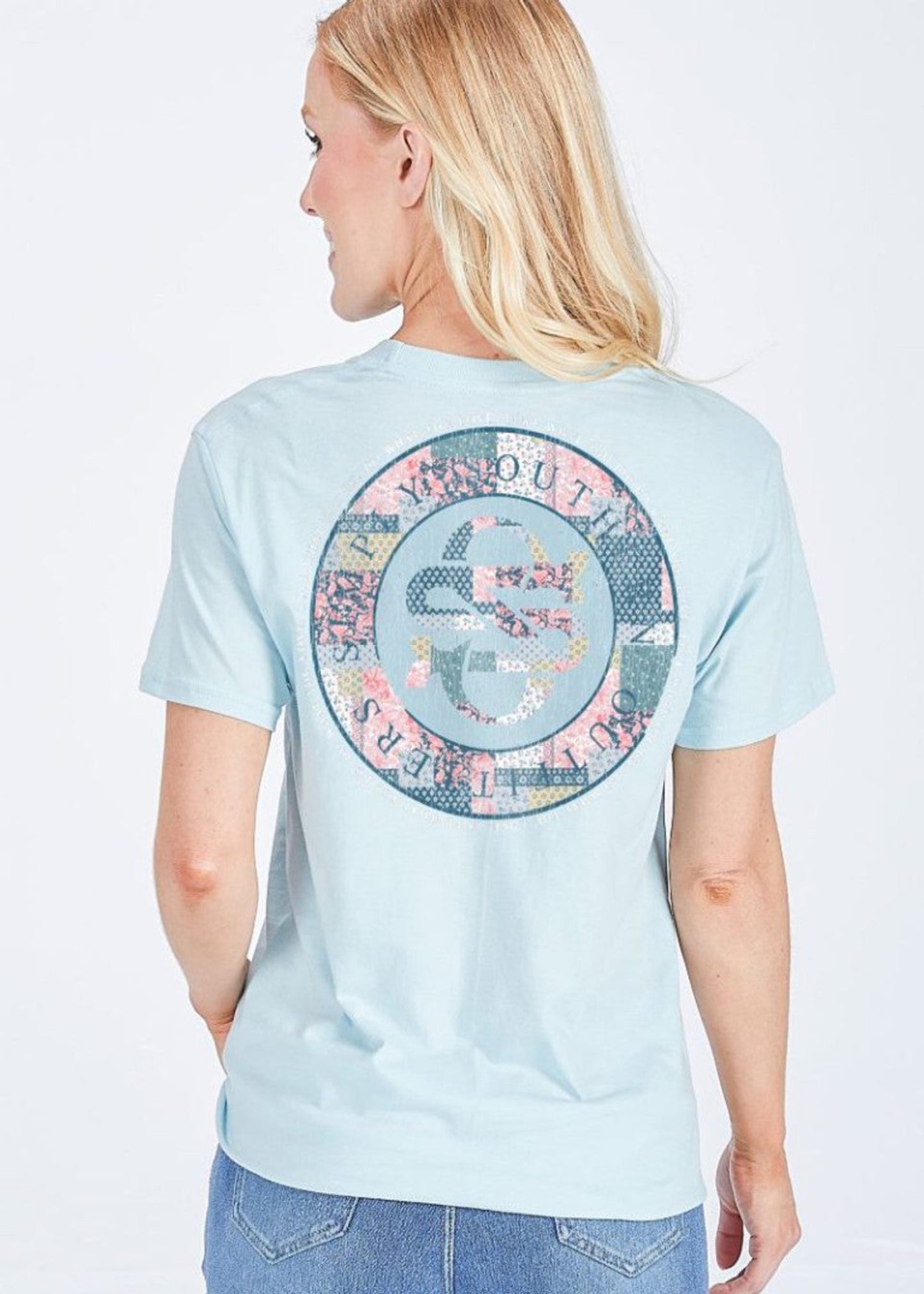 QUILTED LOGO TEE-ICE