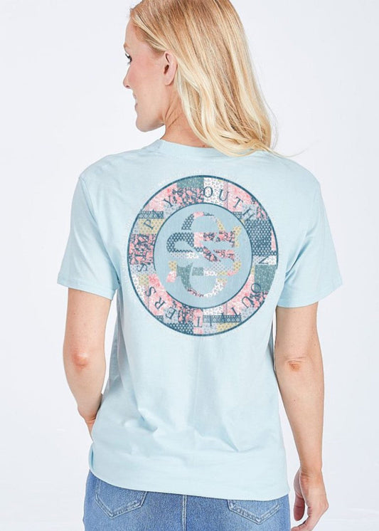 QUILTED LOGO TEE-ICE