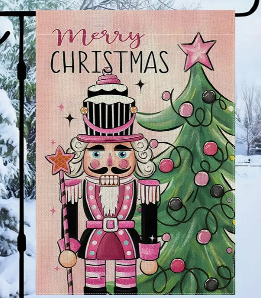 Nutcracker Christmas Tree Garden Flag - Double-Sided